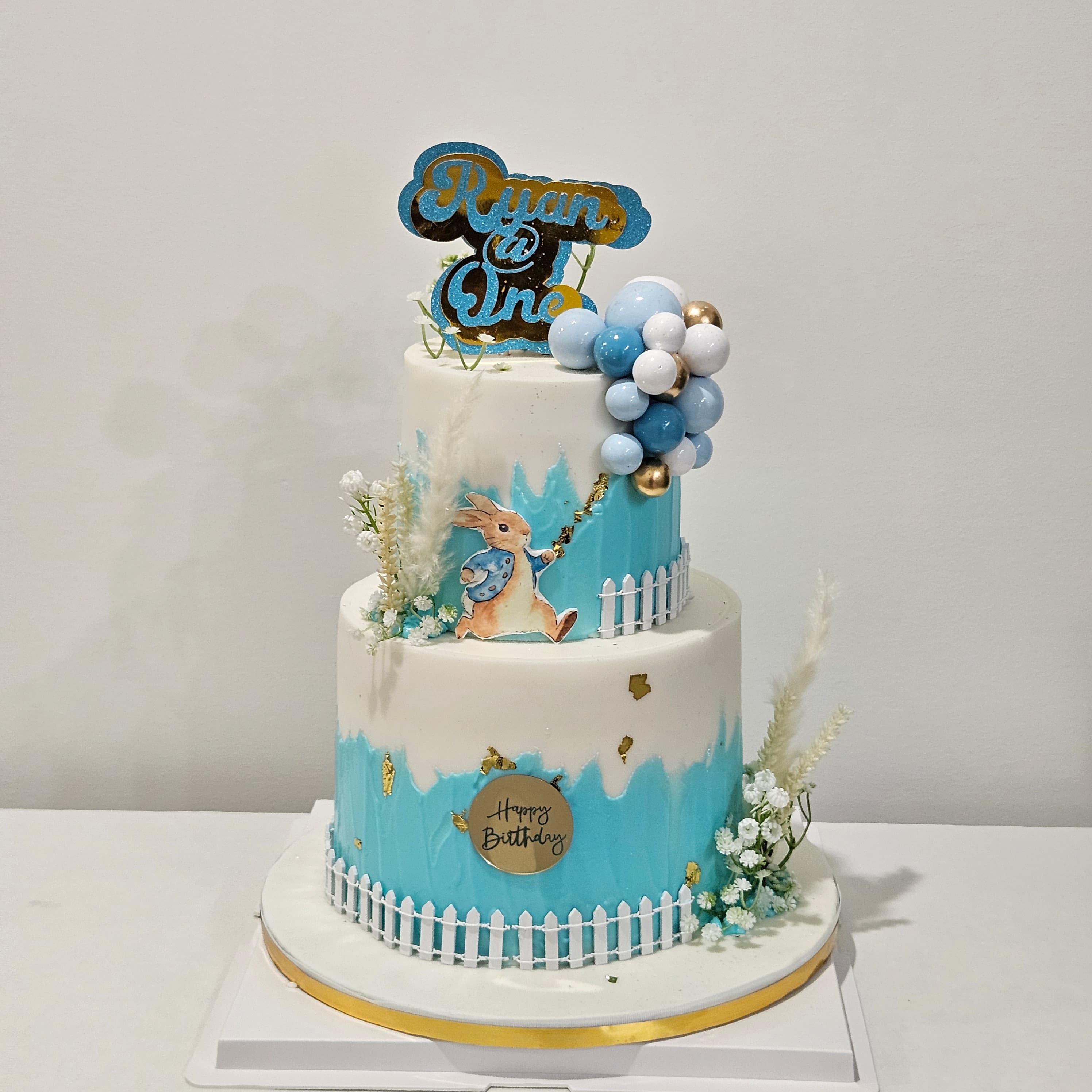 Blue Rabbit Baby Shower Cake by Simshine Cakes