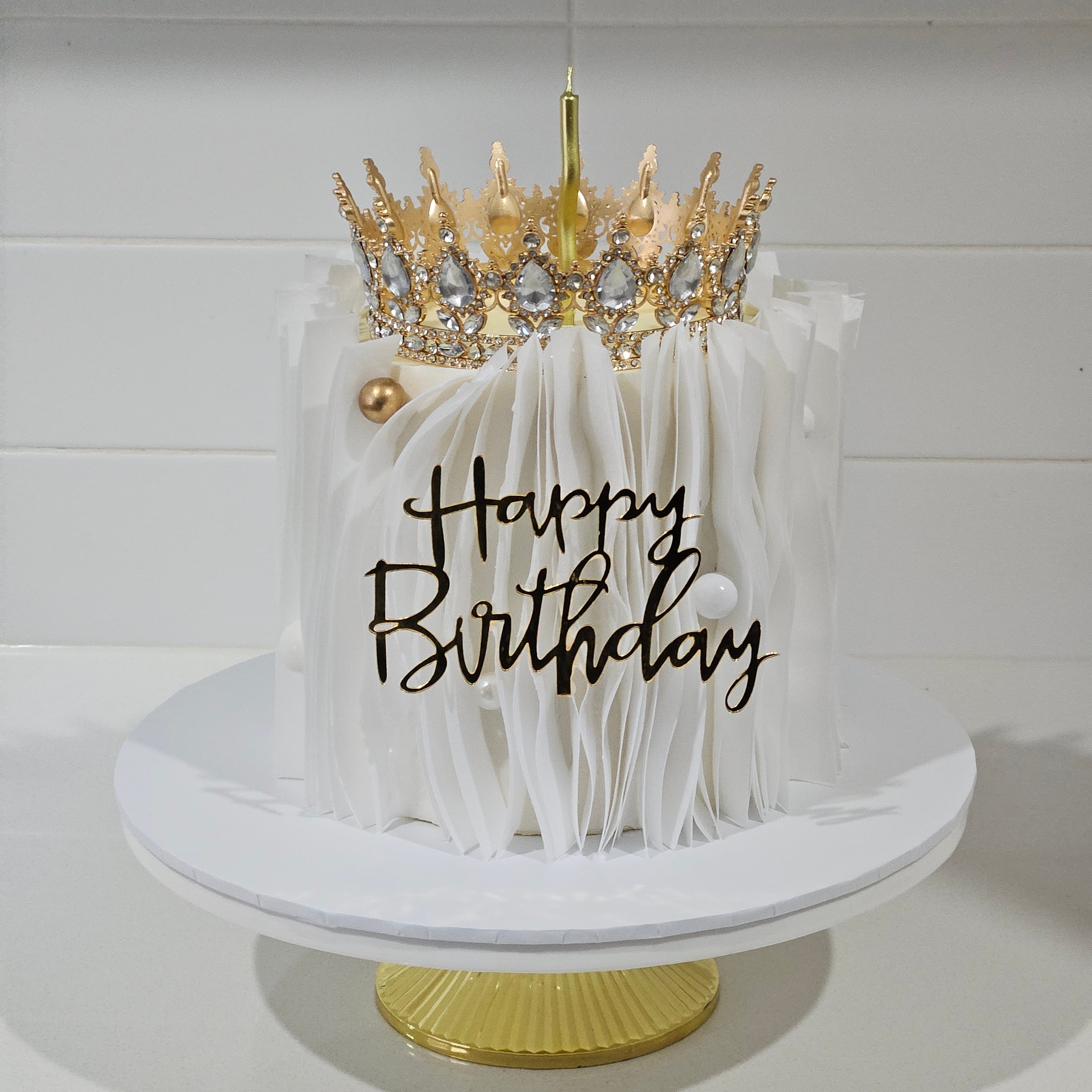 White Crown Birthday Cake by Simshine Cakes