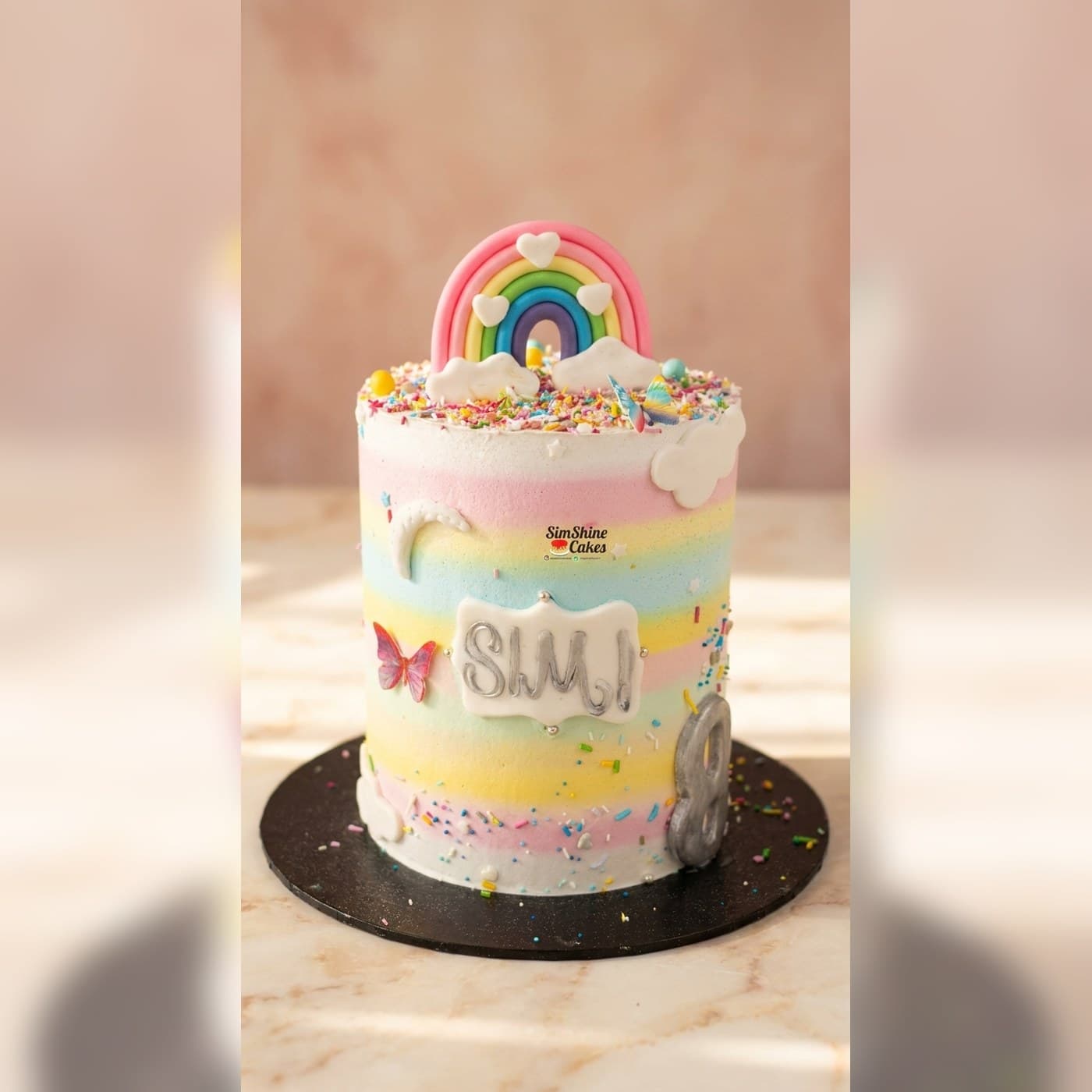 Pastel Rainbow Kids Cake by Simshine Cakes