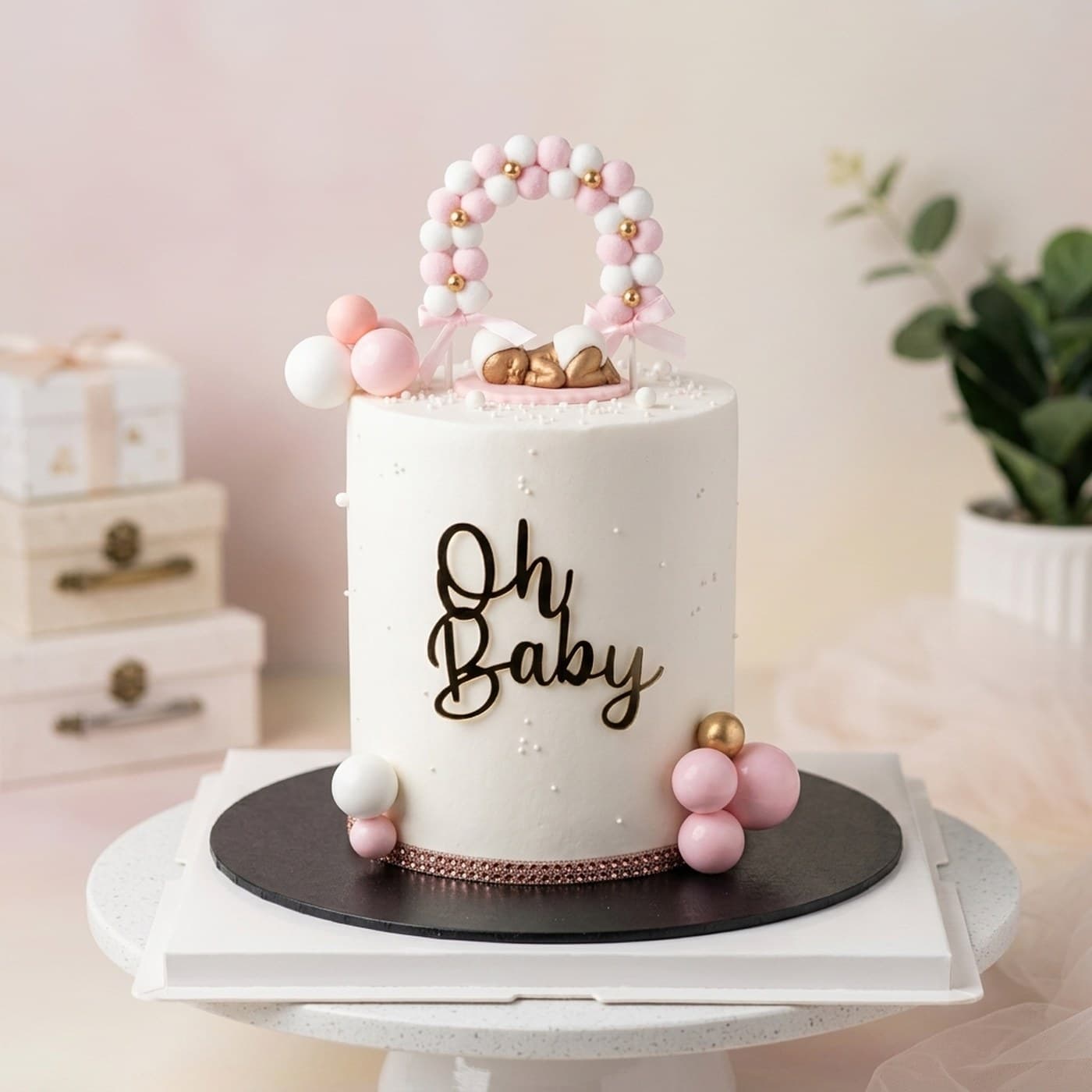 Pink Oh Baby Balloon Cake by Simshine Cakes