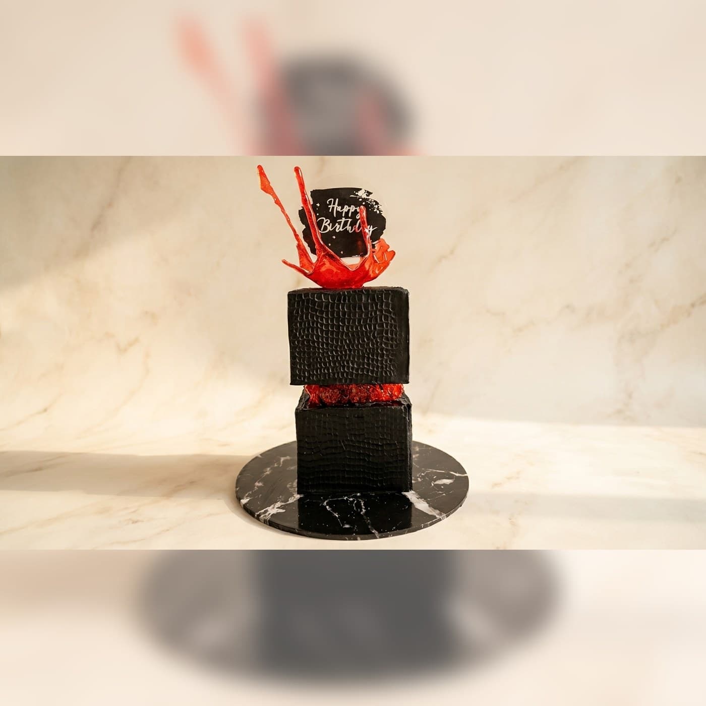 Black Red Statement Custom Cake by Simshine Cakes