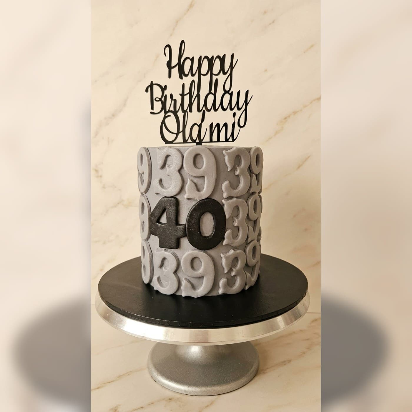 Silver Number Milestone Cake by Simshine Cakes