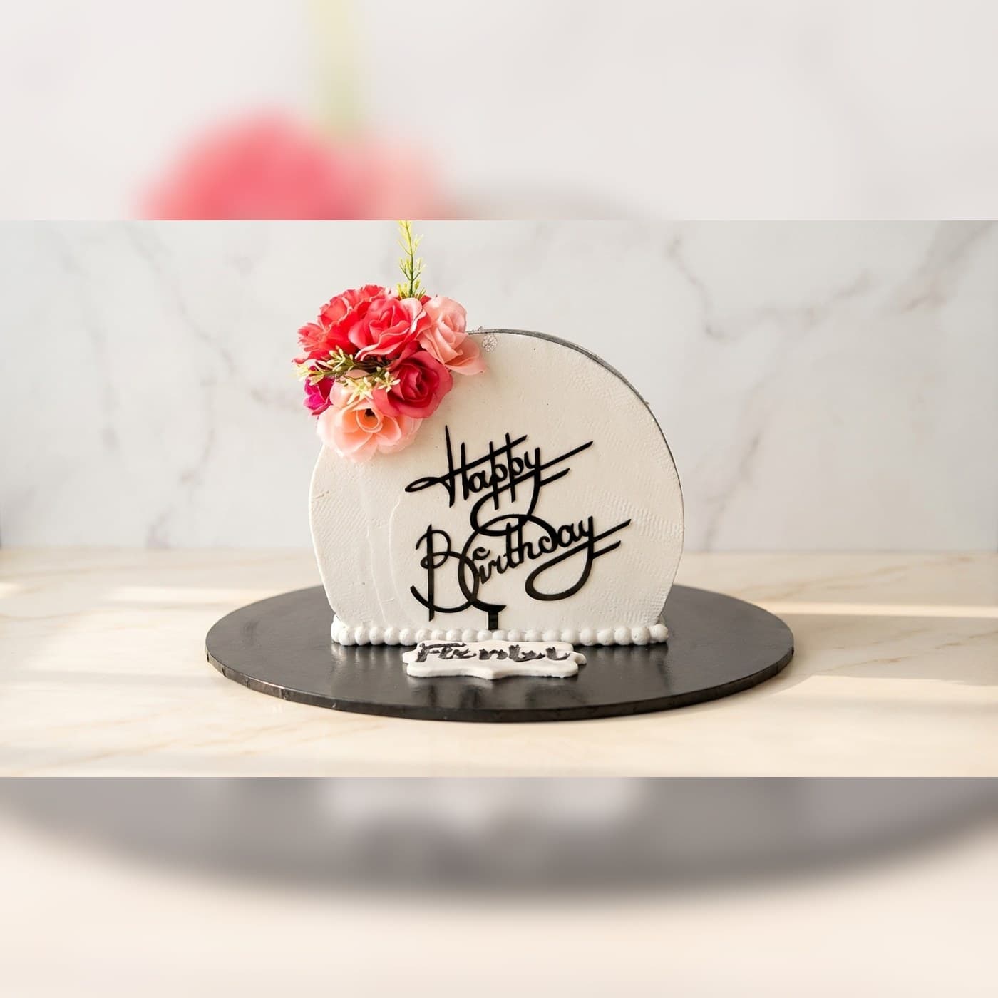 White Floral Milestone Cake by Simshine Cakes