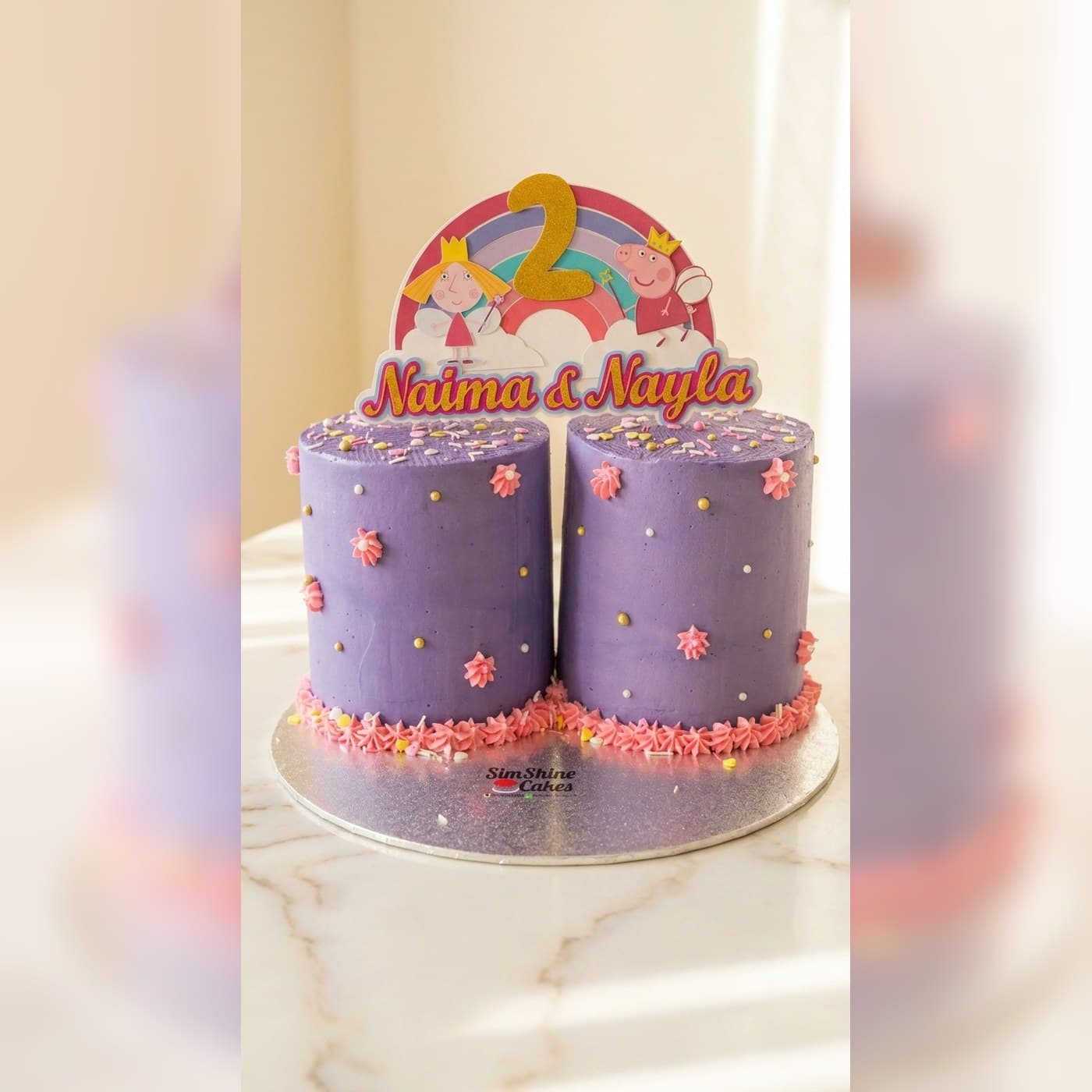 Twin Girls Birthday Cake by Simshine Cakes
