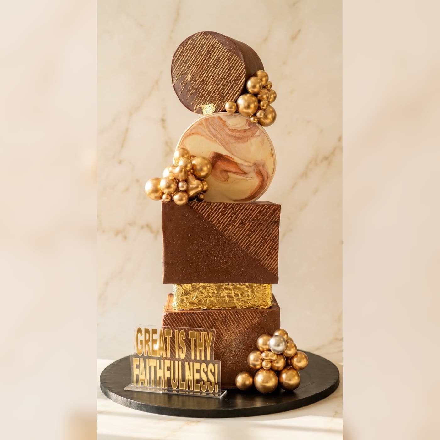 Chocolate Gold Milestone Cake by Simshine Cakes