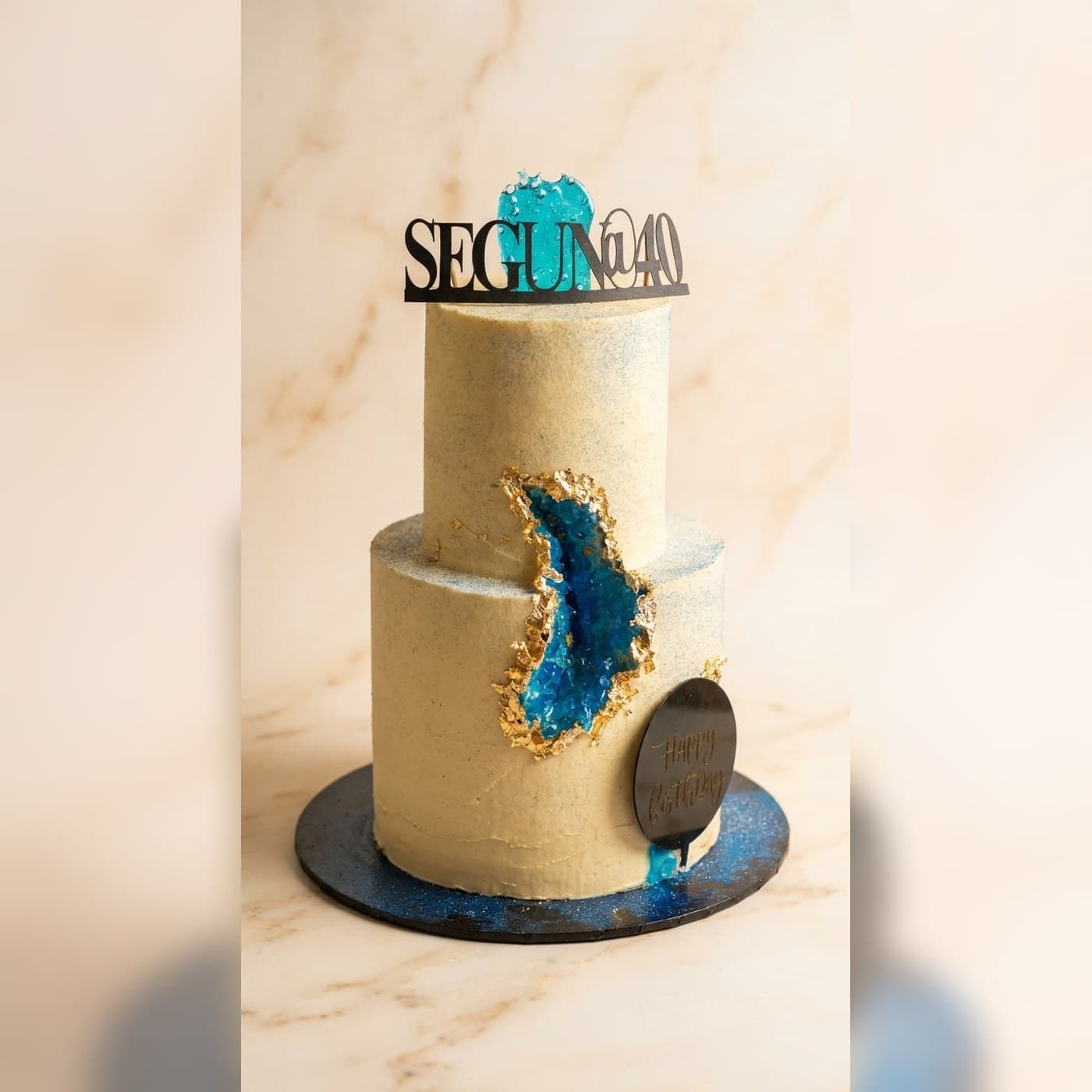 Blue Geode Custom Cake by Simshine Cakes