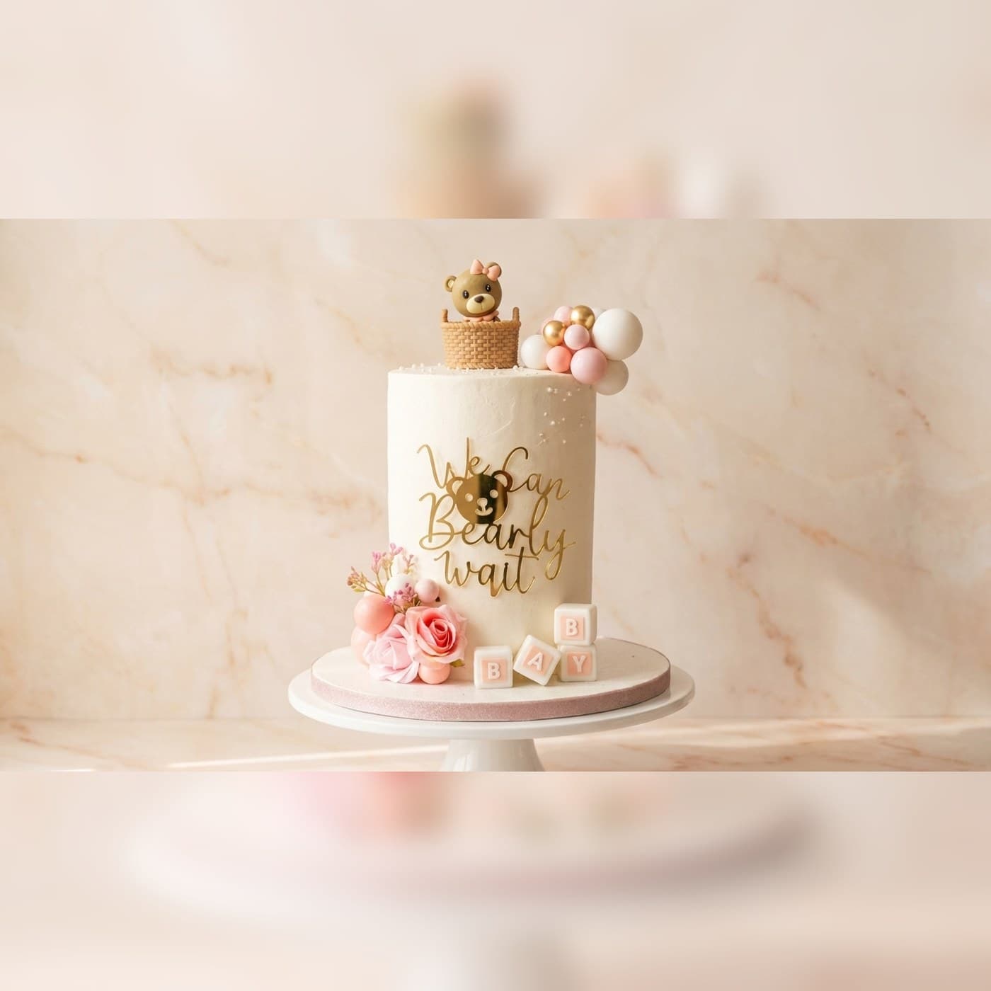 Pink Pearl Oh Baby Shower Cake by Simshine Cakes