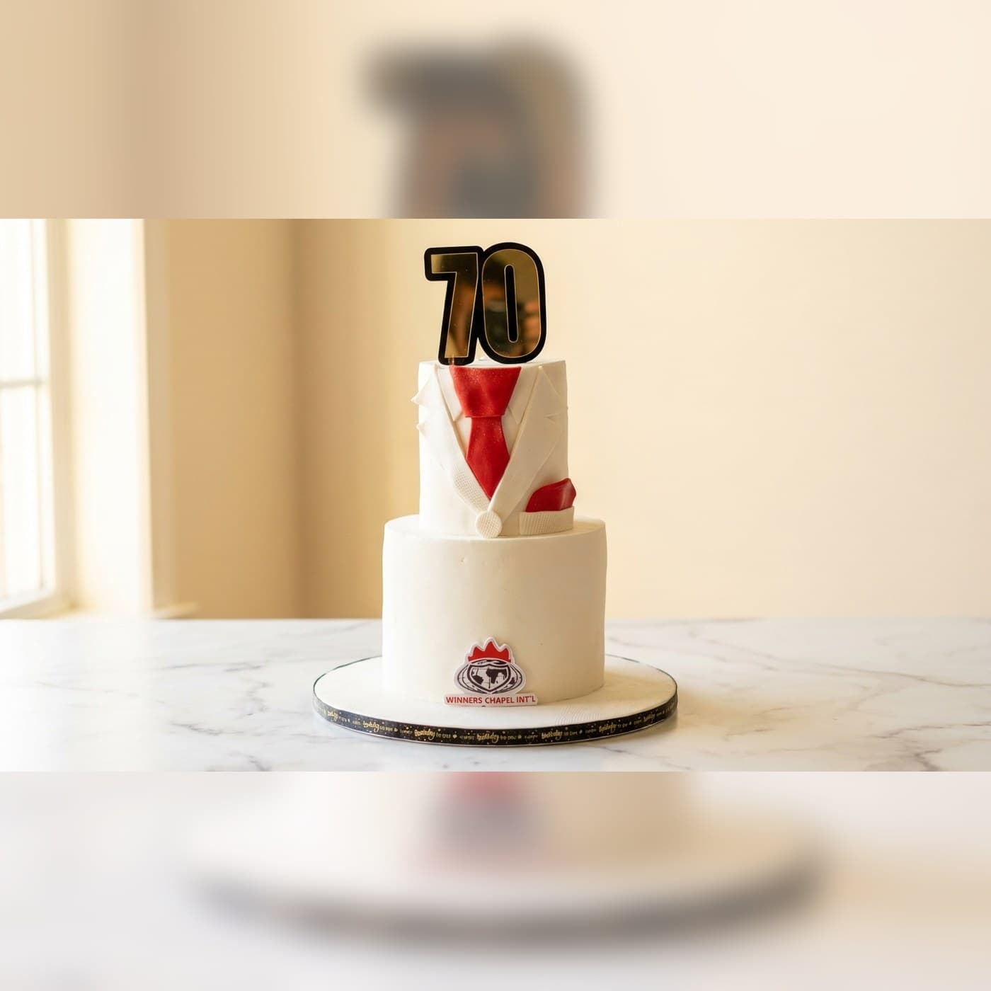 White Monogram Birthday Cake by Simshine Cakes