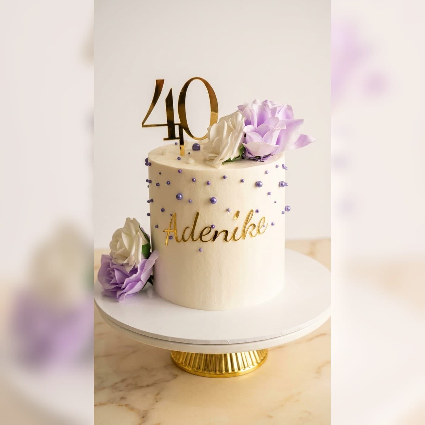 Lavender 40th Birthday Cake by Simshine Cakes