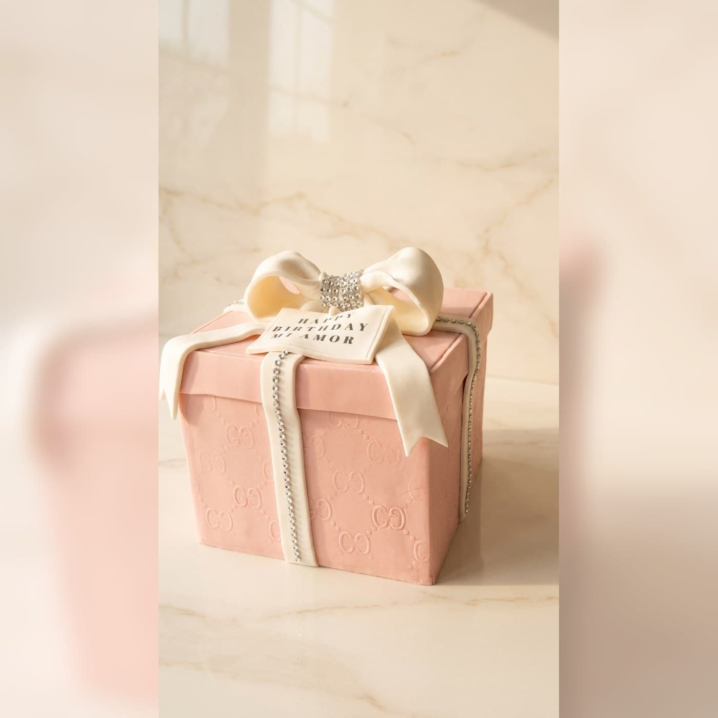 Pink Gift Box Custom Cake by Simshine Cakes