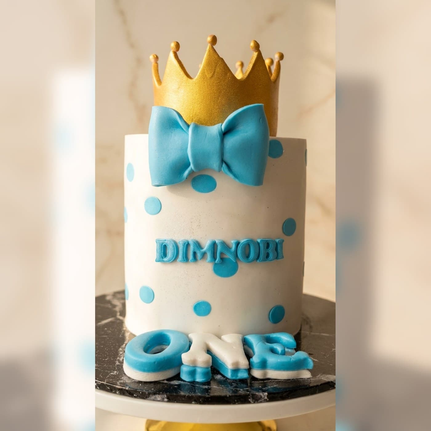 Blue Crown Kids Birthday Cake by Simshine Cakes