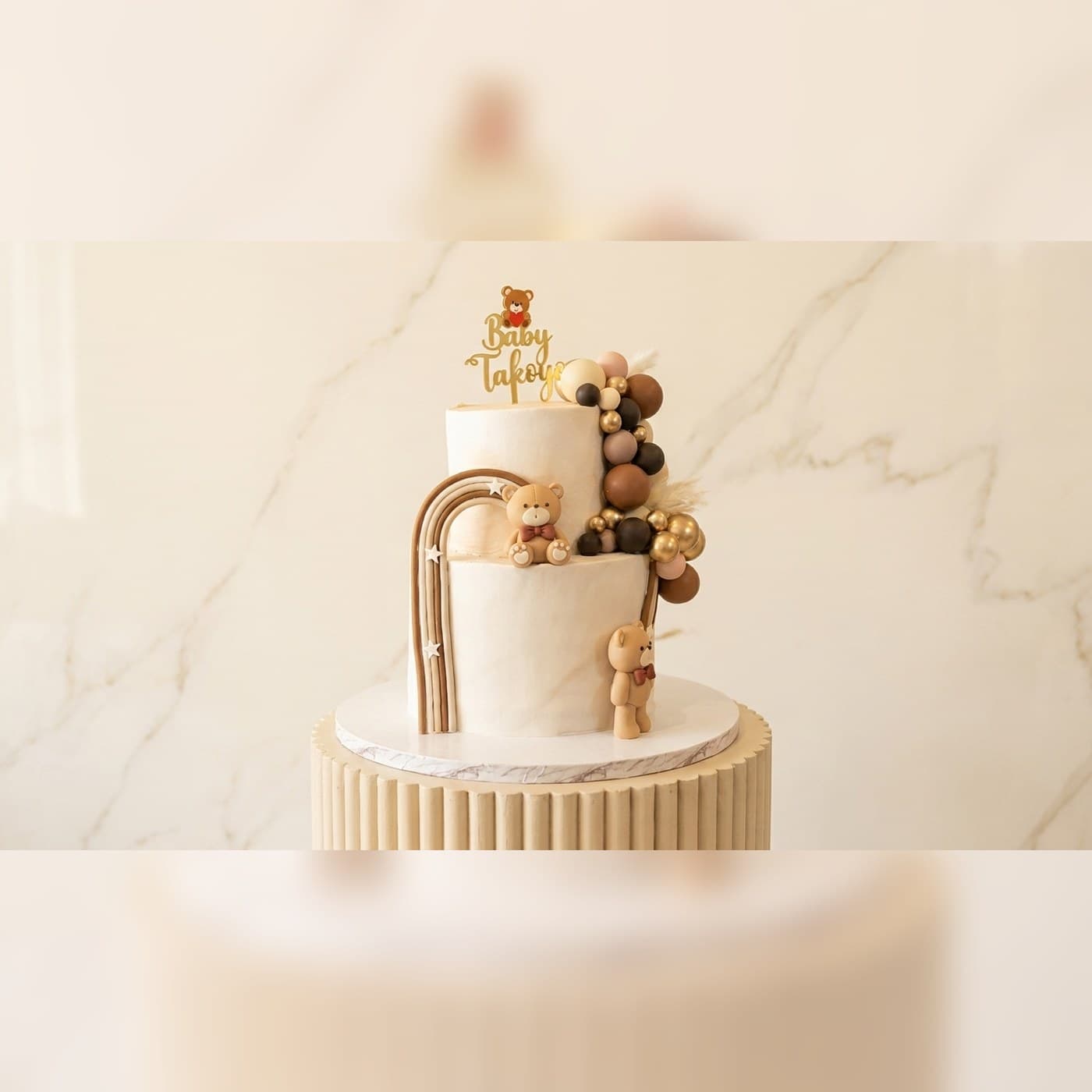 Neutral Premium Baby Shower Cake by Simshine Cakes